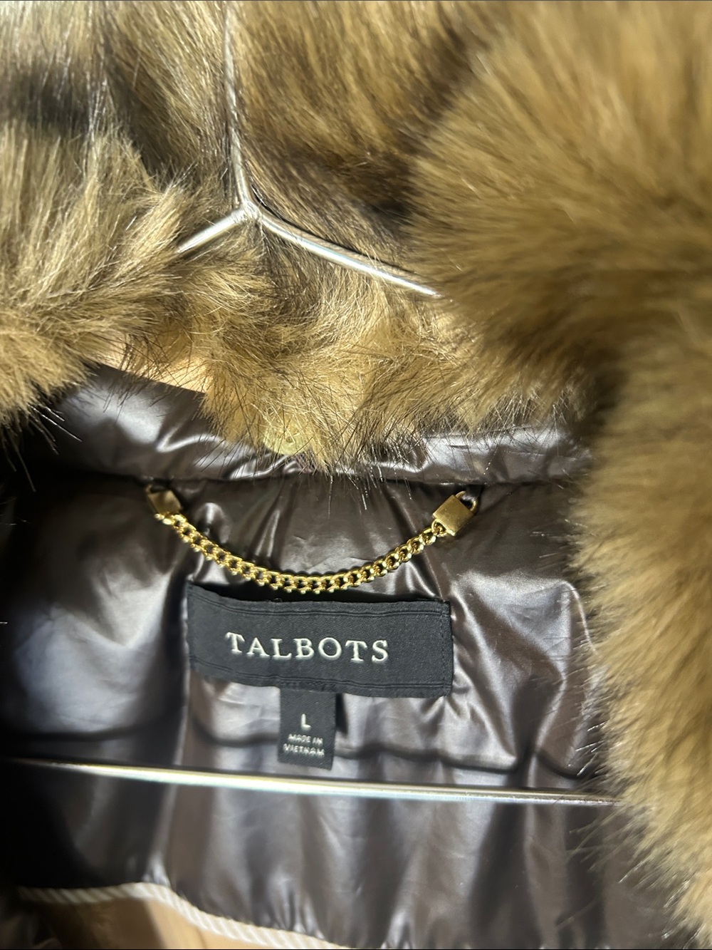 Talbots Quilted Faux-Leather Vest with Faux-Fur Collar - Dark Brown - Picture 12 of 16